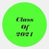 Sticker Rond Classe De 2021 Custom Neon Green Graduation Party (Devant)