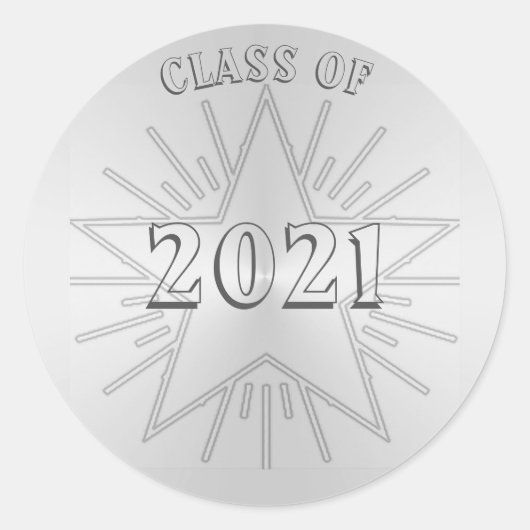 Sticker Rond Classe de 2021 Graduation Day par Janz Silver Star (Devant)