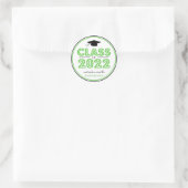 Sticker Rond Classe De 2022 Faveur De Graduation (Lime / Noir) (Sac)