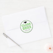 Sticker Rond Classe De 2022 Faveur De Graduation (Lime / Noir) (Enveloppe)