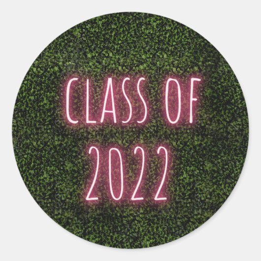 Sticker Rond Classe de 2022 Neon Print Greenery Graduation Clas (Devant)