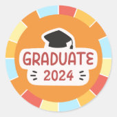 Sticker Rond Classe de 2024 Célébration des diplômes (Devant)