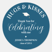 Sticker Rond Classe de 2024 Merci Hugs & Kisses Graduation (Devant)
