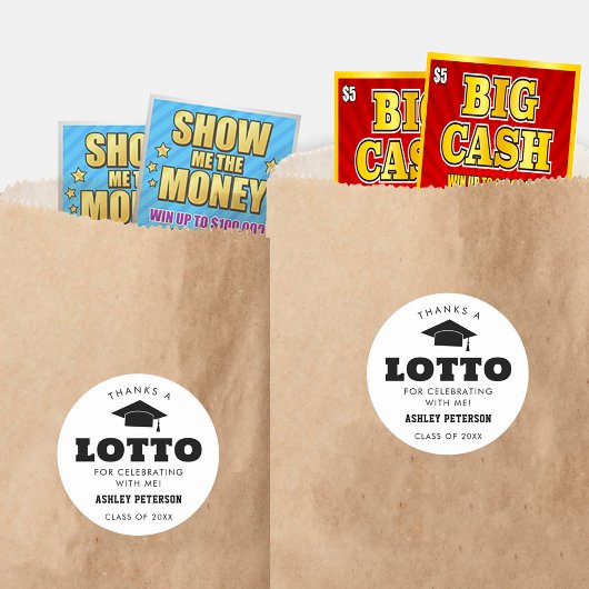 Sticker Rond Classe de 2024 Merci un Lotto Ticket Favors
