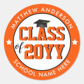 Sticker Rond Classe de 2024 Orange Graduate Graduate (Devant)