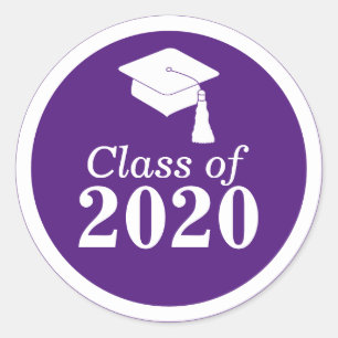Sticker Rond Classe de 2024 Purple White Graduation