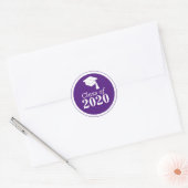 Sticker Rond Classe de 2024 Purple White Graduation (Enveloppe)