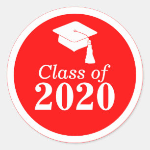 Sticker Rond Classe de 2024 Red White Graduation