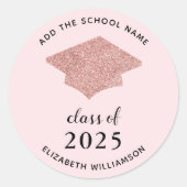 Sticker Rond Classe de 2025 Graduate Blush Pink Graduation (Devant)