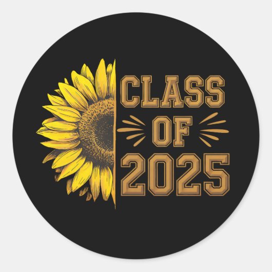 Sticker Rond Classe De 2025 Graduate Sunflower Graduation (Devant)
