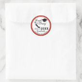 Sticker Rond Classe de 2025 Graduate White Red Black Merci (Sac)