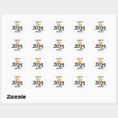 Sticker Rond Classe de 2025 Graduation Personnalisée (Feuille)
