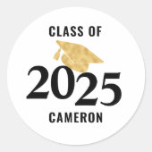Sticker Rond Classe de 2025 Graduation Personnalisée (Devant)