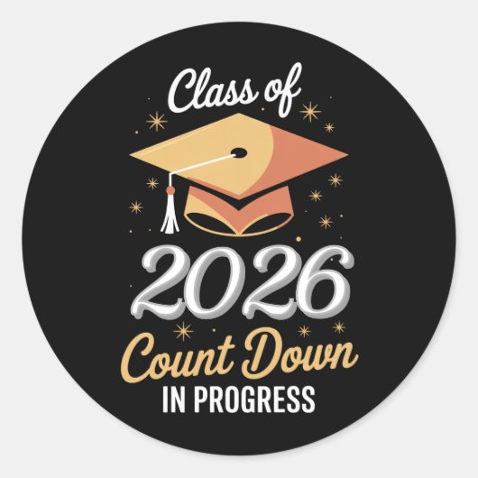 Sticker Rond Classe De 2026 Compter En Cours Peronalisé (Devant)