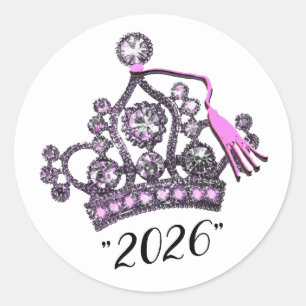 Sticker Rond «Classe de 2026» Couronne de princesse