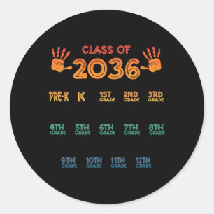 Sticker Rond Classe De 2036 Empreinte Colorée Pré K 12Ème Class