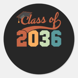 Sticker Rond Classe de 2036 Grow With Me Back to School First D