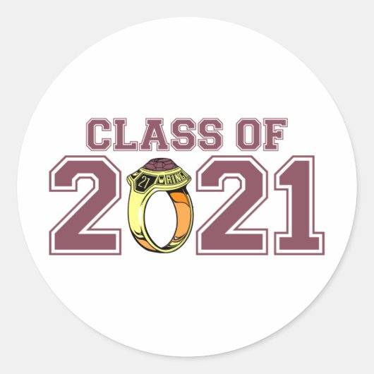 Sticker Rond Classe De Bague De Classe 2021 (Maroon) (Devant)