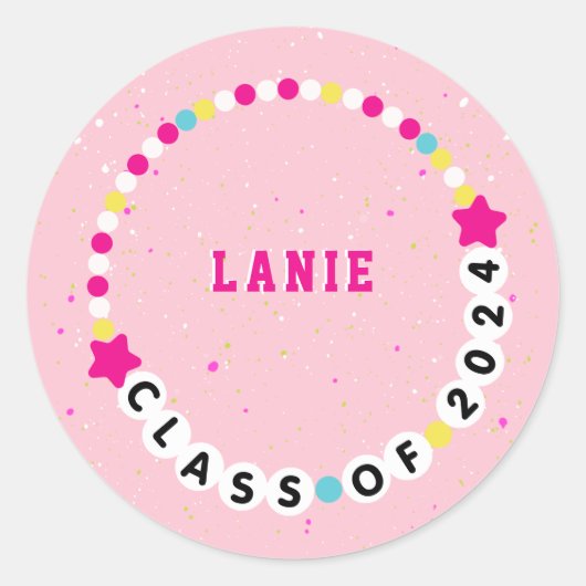 Sticker Rond Classe de Bracelet d'amitié de 2024 Graduation Pin (Devant)
