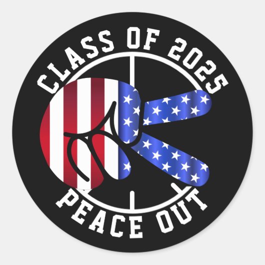 Sticker Rond Classe De Cadeaux De Graduation De 2025 Peace Out  (Devant)