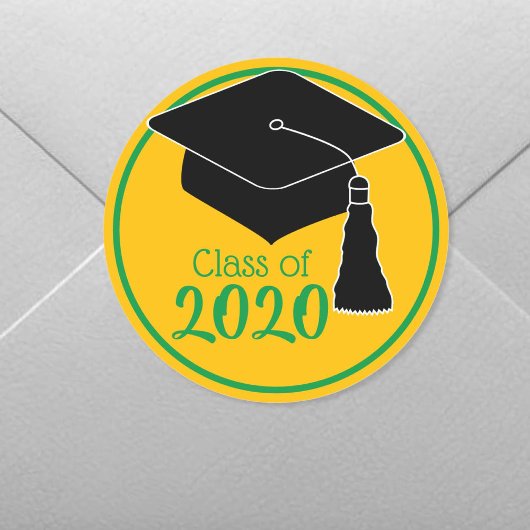 Sticker Rond Classe de Casquette de 2e année 2024 Vert et Or