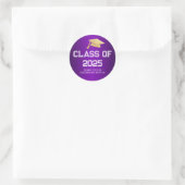 Sticker Rond Classe de Casquette diplômé 2025 | Merci pourpre (Sac)