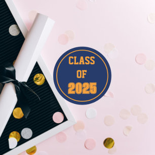 Sticker Rond Classe de couleurs bleu et orange de la Marine Ann