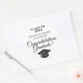 Sticker Rond Classe de félicitations Diplômé ! Noir & Blanc (Enveloppe)
