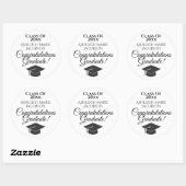 Sticker Rond Classe de félicitations Diplômé ! Noir & Blanc (Feuille)