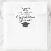 Sticker Rond Classe de félicitations Diplômé ! Noir & Blanc (Sac)