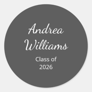 Sticker Rond Classe de fin d'études 2026 Adresse de retour Gris