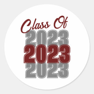 Sticker Rond Classe de fin d'études bordeaux et gris