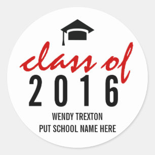 Sticker Rond Classe de graduation 2016 manuscrit moderne