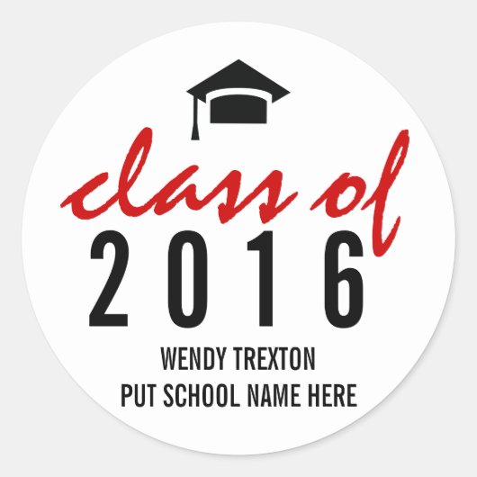 Sticker Rond Classe de graduation 2016 manuscrit moderne (Devant)
