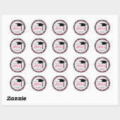 Sticker Rond Classe De Graduation De 2011 Houndstooth & Pink (Feuille)