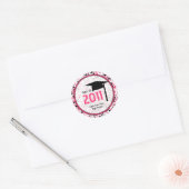 Sticker Rond Classe De Graduation De 2011 Paint Rose & Noir (Enveloppe)