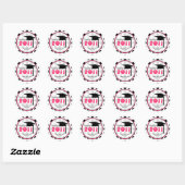Sticker Rond Classe De Graduation De 2011 Polka Dot & Pink (Feuille)