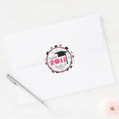 Sticker Rond Classe De Graduation De 2011 Polka Dot & Pink (Enveloppe)