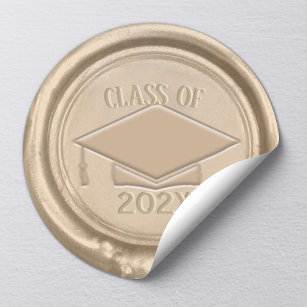Sticker Rond Classe de graduation de 2024 Classic Gold Wax Seal