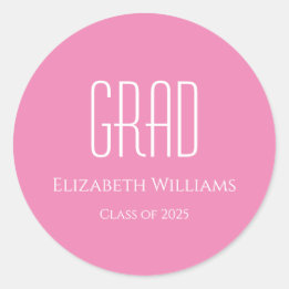 Sticker Rond Classe de Graduation de 2025 Pink Minimalist