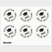 Sticker Rond classe de graduation de... black grad cercle casqu (Feuille)
