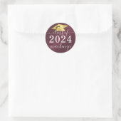 Sticker Rond Classe De Graduation De Script Métallique Maroon (Sac)
