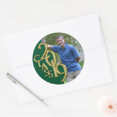 Sticker Rond Classe de Graduation Green and Gold 2019 avec phot (Enveloppe)