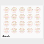 Sticker Rond Classe de Graduation Pink Stripe Gold Confetti de (Feuille)