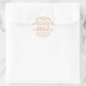 Sticker Rond Classe de Graduation Pink Stripe Gold Confetti de (Sac)