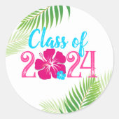 Sticker Rond Classe de graduation tropicale des joints d'envelo (Devant)