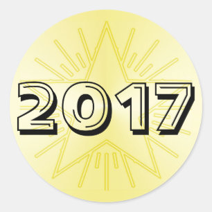 Sticker Rond Classe de l'autocollant 2017 rond d'étoile d'or