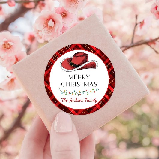 Sticker Rond Classe de Merci Casquette de Noël occidental