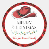 Sticker Rond Classe de Merci Casquette de Noël occidental (Devant)