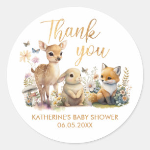 Sticker Rond Classe de Merci de Baby shower de bois doux